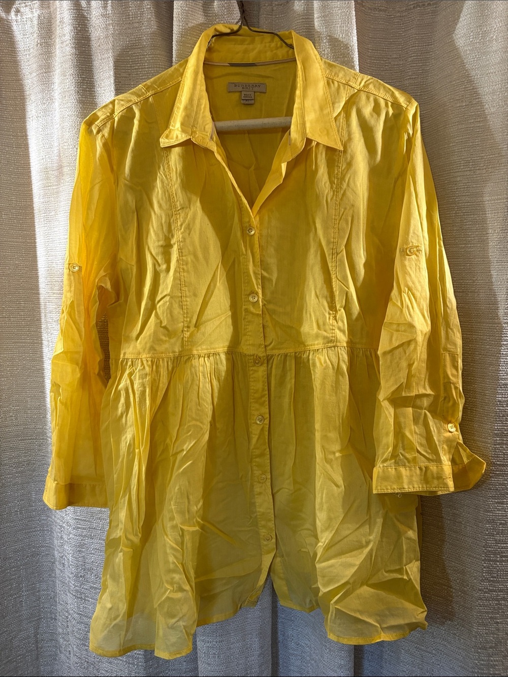 Size xl Burberry Brit cotton Yellow Button-Front Shirt